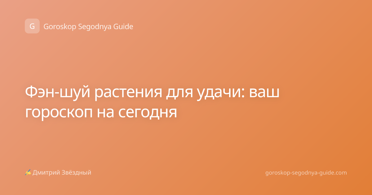 Фэн-шуй растения для удачи: ваш гороскоп на сегодня